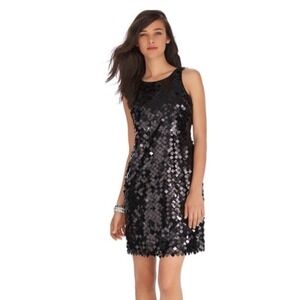 WHITE HOUSE BLACK MARKET WHBM Black Sequin Cocktail Party Glam Festival LBD Sz 8